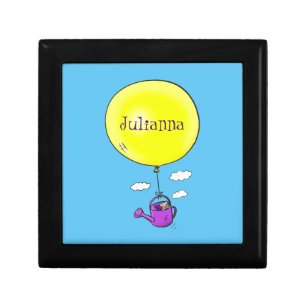 Cute mouse in watering can with balloon cartoon gift box