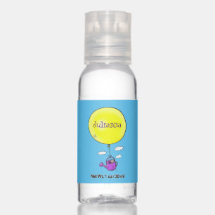 Cute mouse in watering can with balloon cartoon hand sanitizer