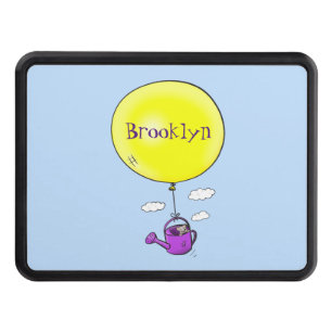 Cute mouse in watering can with balloon cartoon hitch cover
