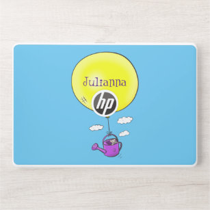 Cute mouse in watering can with balloon cartoon HP laptop skin