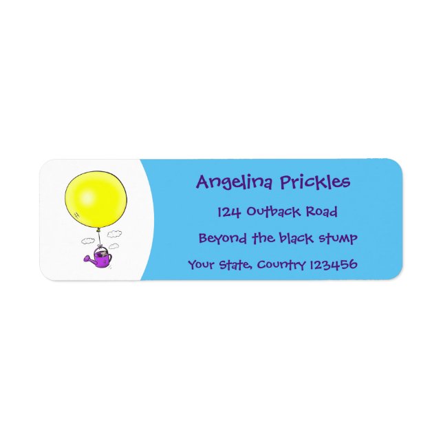 Cute mouse in watering can with balloon cartoon label (Front)