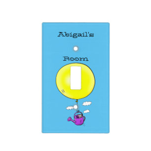 Cute mouse in watering can with balloon cartoon light switch cover