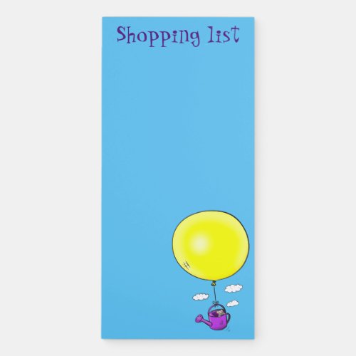 Cute mouse in watering can with balloon cartoon magnetic notepad