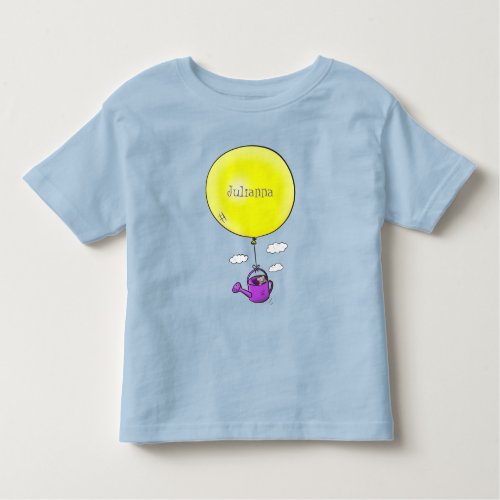 Cute mouse in watering can with balloon cartoon toddler t_shirt