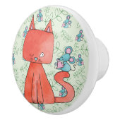 Cute Mouse Loves Kitty Cat Ceramic Knob (Right)