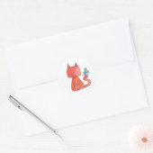 Cute Mouse Loves Kitty Cat Classic Round Sticker (Envelope)