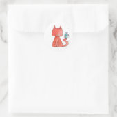 Cute Mouse Loves Kitty Cat Classic Round Sticker (Bag)