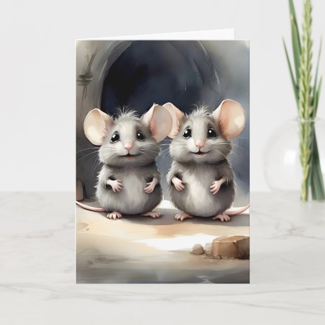 Cute Mouse Mice Best Pals Friends Buddies Portrait Card (Front)