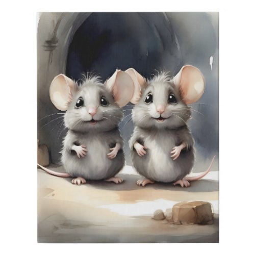 Cute Mouse Mice Best Pals Friends Buddies Portrait Faux Canvas Print