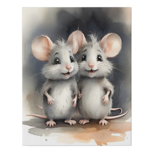 Cute Mouse Mice Best Pals Friends Portrait  Faux Canvas Print