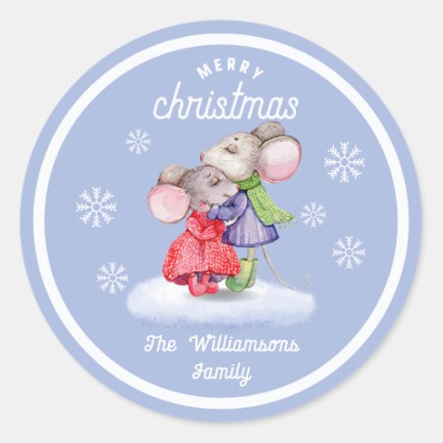 Cute Mouse Minimalist Merry Christmas Gift Classic Round Sticker