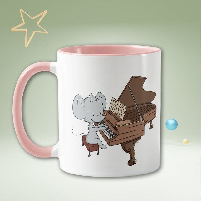 Cute Mouse Musician Pianist Personalized Mug (Creator Uploaded)