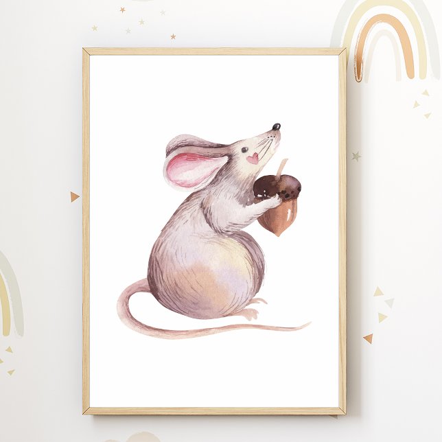 Cute Mouse Nursery Poster Kids Room Decor (Creator Uploaded)