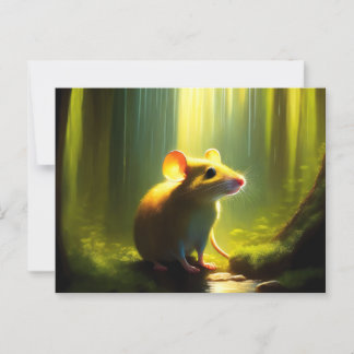 Cute Mouse pausing at a Puddle Postcard