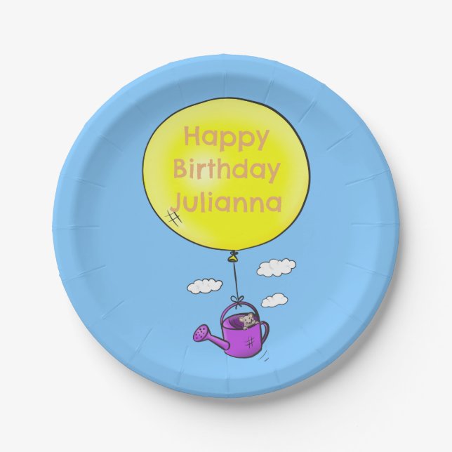 Cute mouse personalized cartoon birthday paper plates (Front)