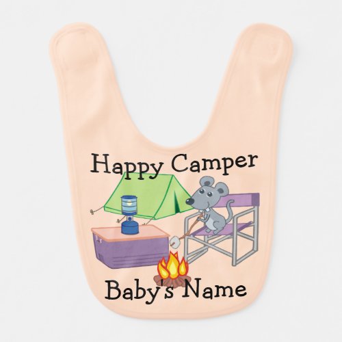 Cute Mouse Personalized Happy Camper  Baby Bib