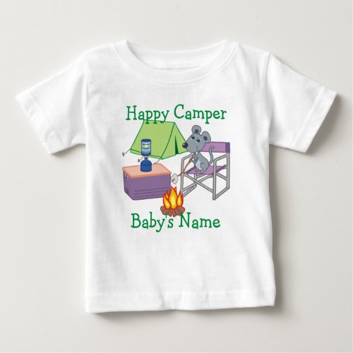 Cute Mouse Personalized Happy Camper  Baby T_Shirt