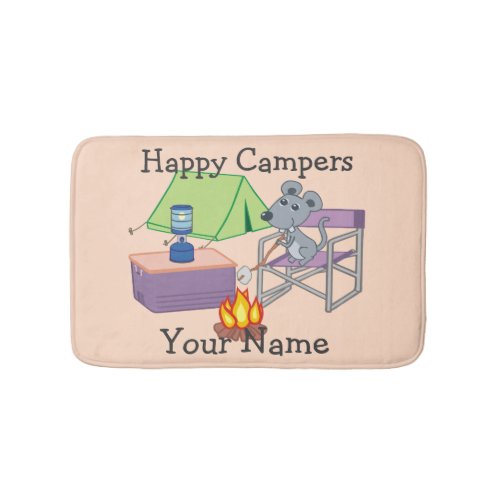 Cute Mouse Personalized Happy Camper Bath Mat