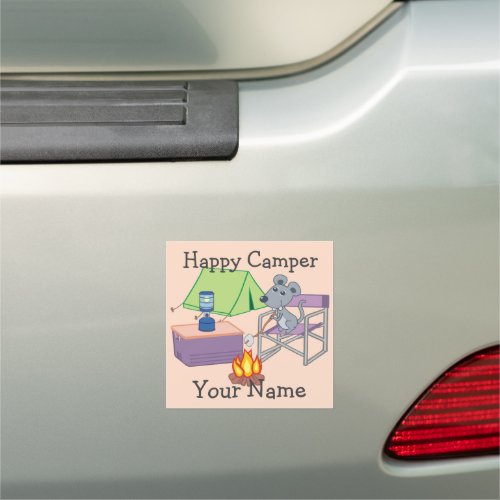 Cute Mouse Personalized Happy Camper Car Magnet