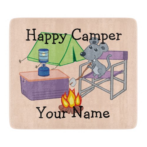 Cute Mouse Personalized Happy Camper Cutting Board
