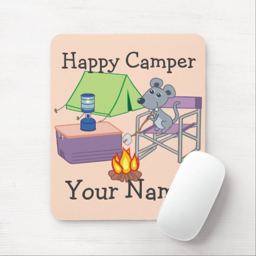 Cute Mouse Personalized Happy Camper Mouse Pad