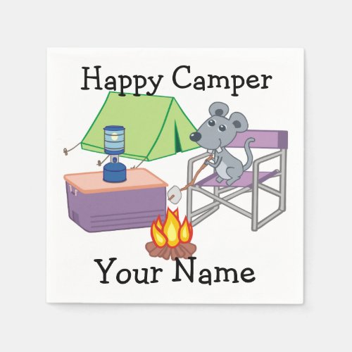 Cute Mouse Personalized Happy Camper Napkins