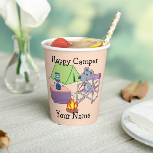 Cute Mouse Personalized Happy Camper Paper Cups