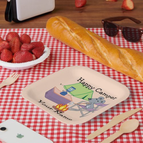 Cute Mouse Personalized Happy Camper Paper Plates