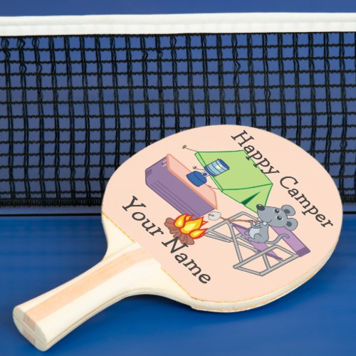 Cute Mouse Personalized Happy Camper Ping Pong Paddle