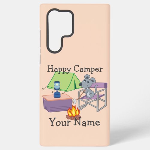 Cute Mouse Personalized Happy Camper Samsung Galaxy S22 Ultra Case