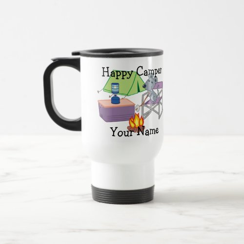 Cute Mouse Personalized Happy Camper Travel Mug
