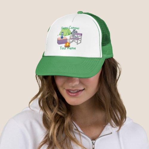 Cute Mouse Personalized Happy Camper  Trucker Hat