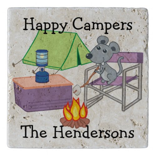 Cute Mouse Personalized Happy Campers Trivet