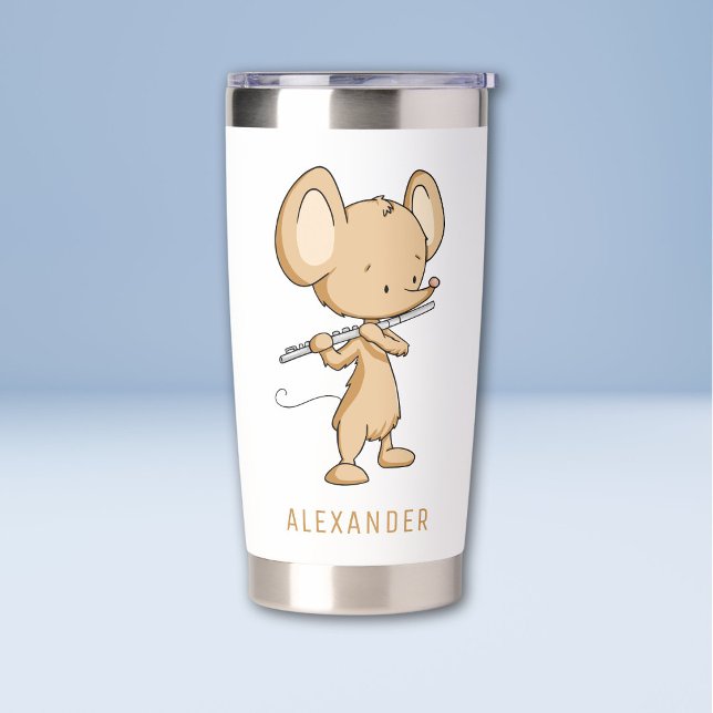 Cute Mouse Playing Flute Personalized Insulated Tumbler (Creator Uploaded)