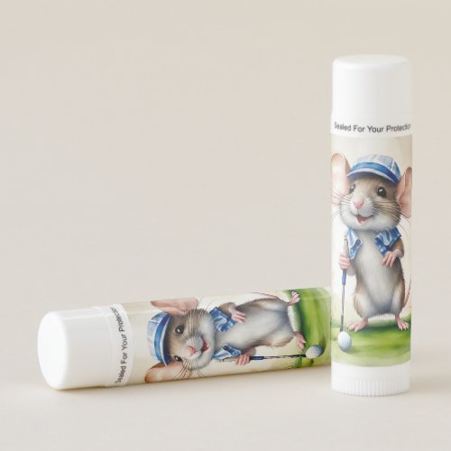 Cute Mouse Playing Golf  Lip Balm