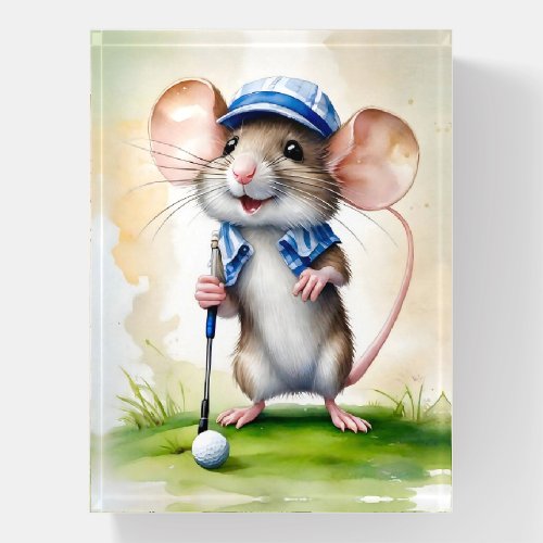 Cute Mouse Playing Golf  Paperweight