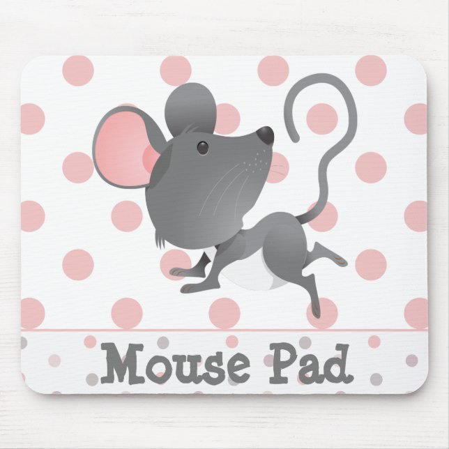 Cute Mouse Polka Dots Mouse Pad (Front)
