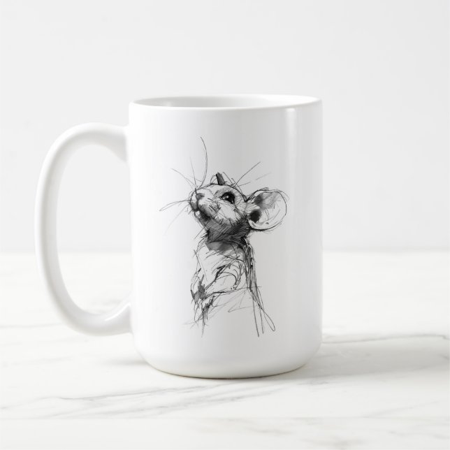 Cute Mouse Portrait  Coffee Mug (Left)