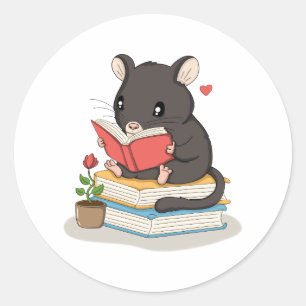 Cute Mouse Reading - Book Lover Sticker