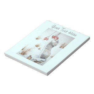 Cute mouse red berries snow scene wildlife notepad
