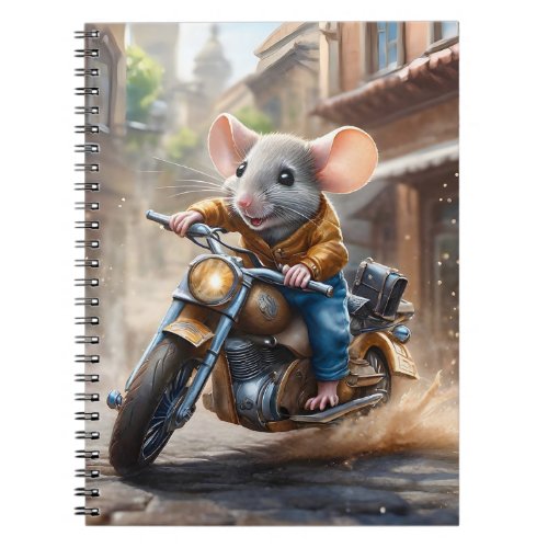 Cute Mouse Riding a Motorcycle  Notebook