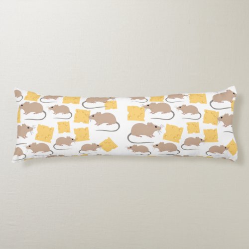 Cute Mouse Rodent Eating Cheese Pattern  Body Pillow