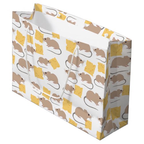 Cute Mouse Rodent Eating Cheese Pattern  Large Gift Bag