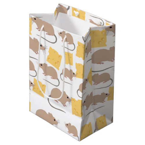 Cute Mouse Rodent Eating Cheese Pattern Medium Gift Bag