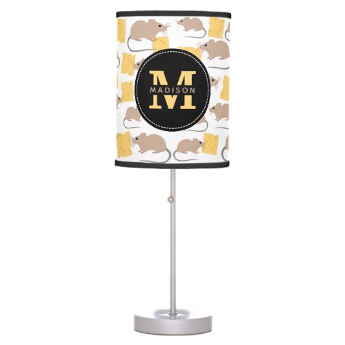 Cute Mouse Rodent Eating Cheese Pattern Table Lamp