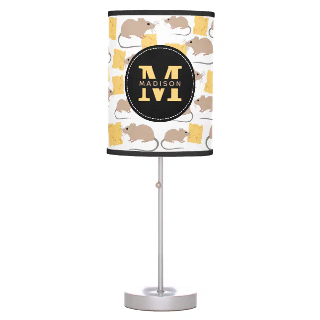 Cute Mouse Rodent Eating Cheese Pattern Table Lamp | Zazzle