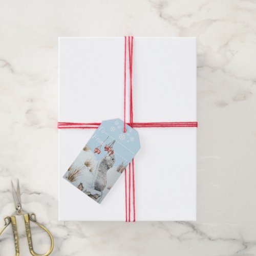 Cute mouse snow scene for christmas  gift tags