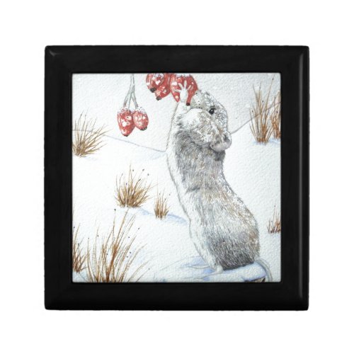 cute mouse snow scene seasonal wildlife keepsake box