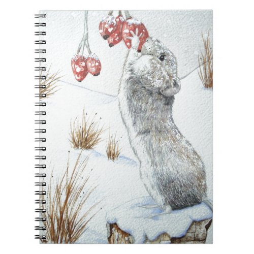 Cute mouse snow scene seasonal wildlife notebook