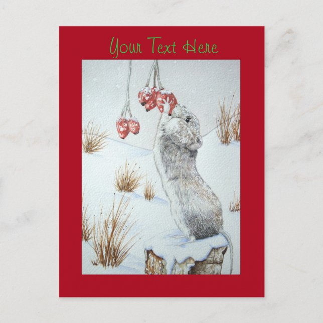cute mouse snow scene wildlife at christmas postcard (Front)